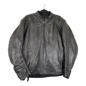 Street & Steel Leather Jacket Mens 2XL Motorcycle Biker Quilted Liner Armor